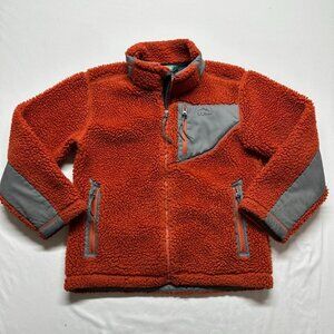 Vintage L.L. Bean Kids Sherpa Fleece Jacket Burnt Orange Full Zip (Size 8)